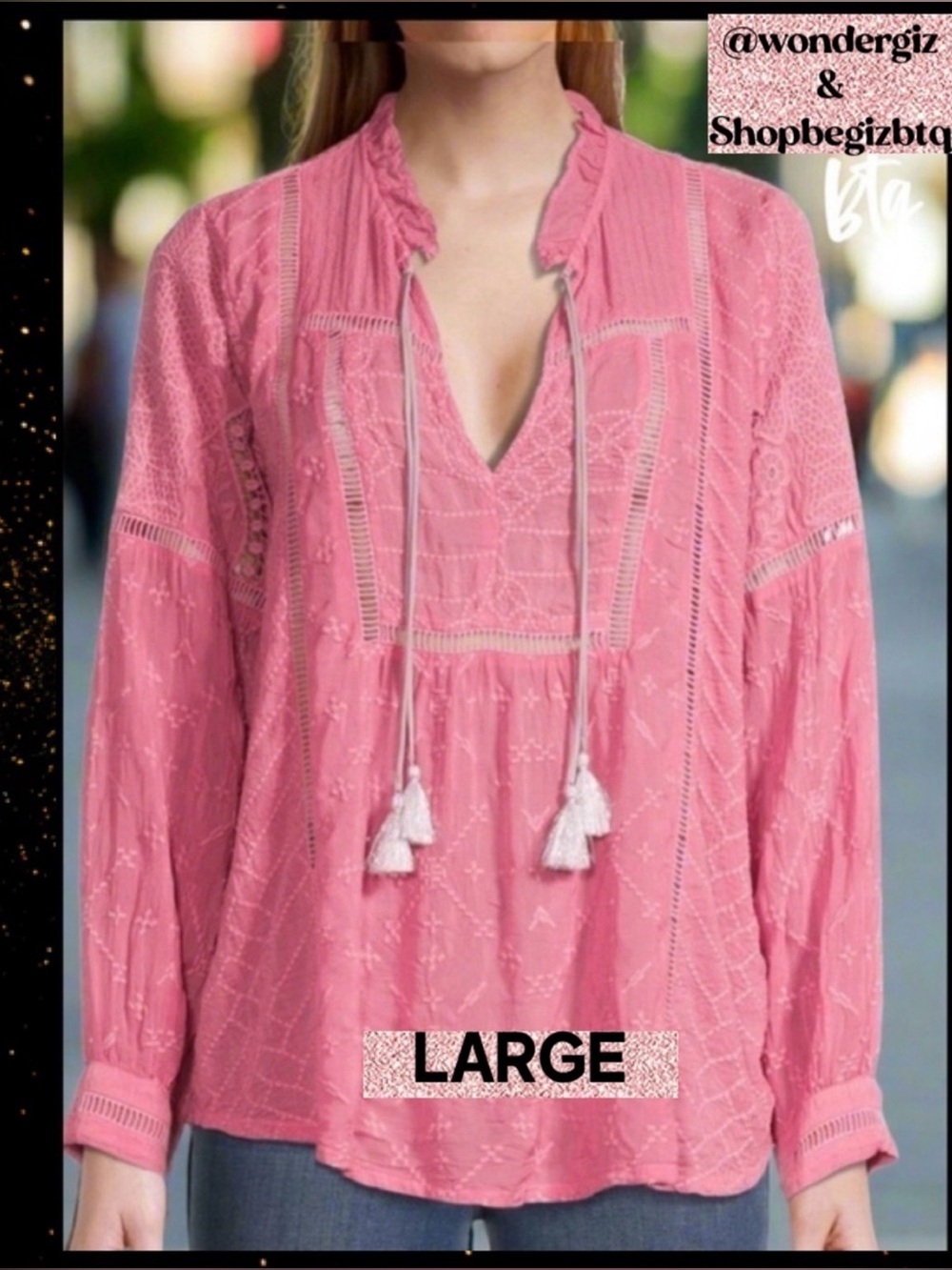 🔥🔥NWT Johnny Was Gallery Embroidery Pleasant Blouse Spring Rose Size Large